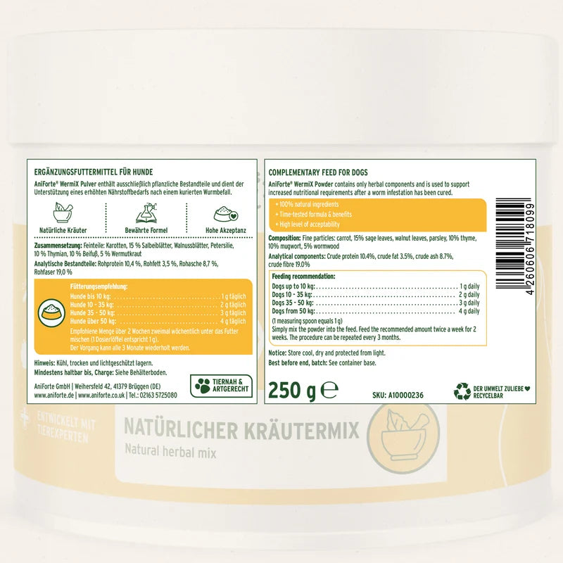 AniForte WermiX Hunde - Aufbaukur nach Wurmbefall 250 g