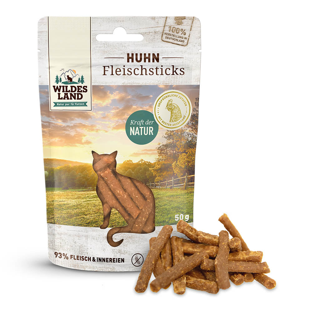 Wildes Land Fleischsticks Huhn Katzensnack 50 g