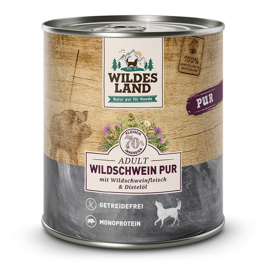 Wildes Land PUR Wildschwein mit Distelöl 800 g