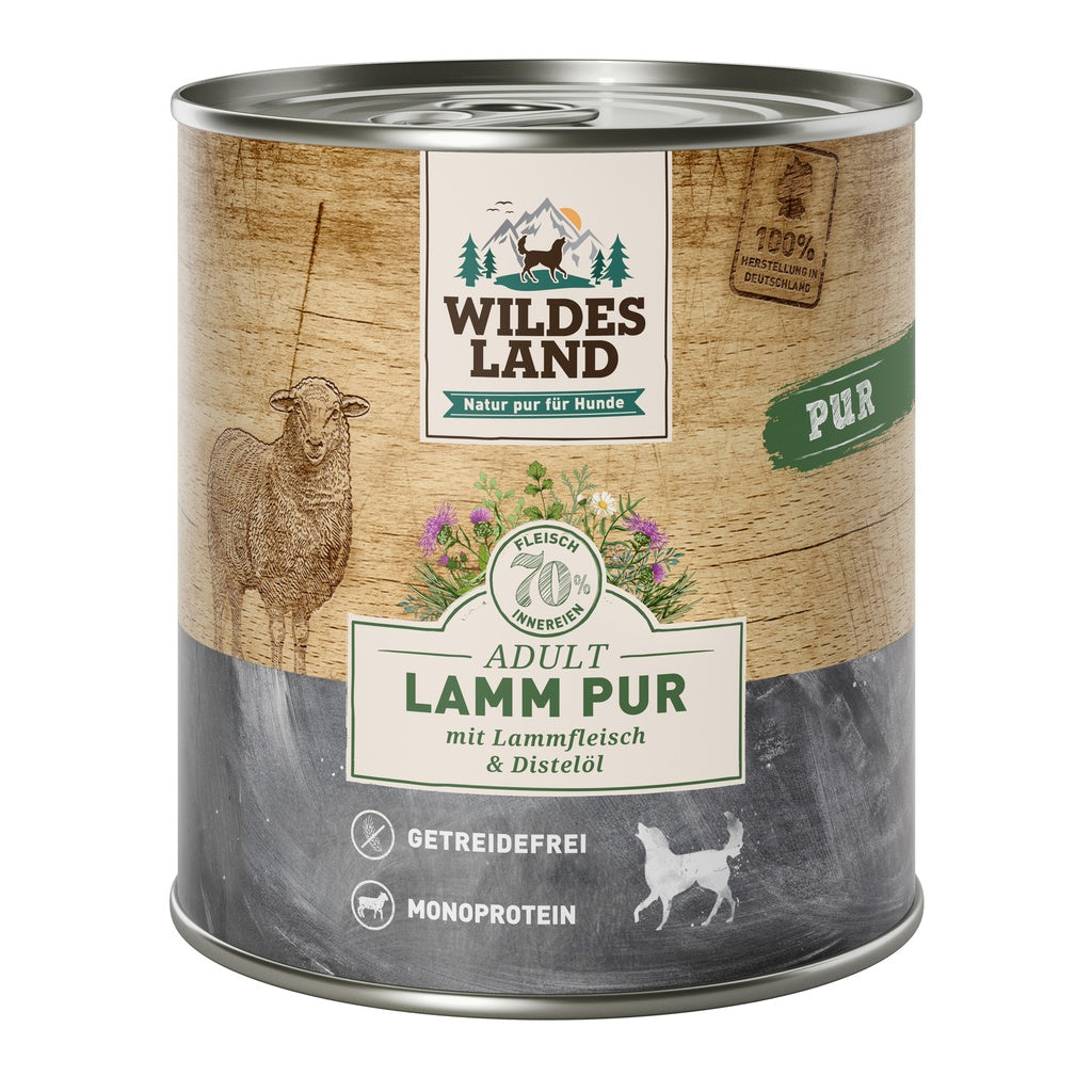 Wildes Land PUR Lamm mit Distelöl 800 g