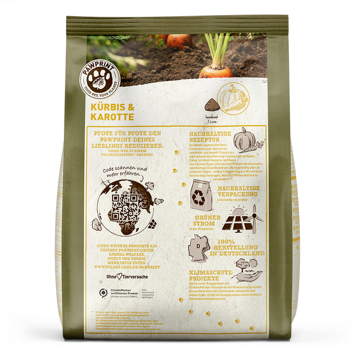Wildes Land PawPrint Trockenfutter Veggie 1 kg