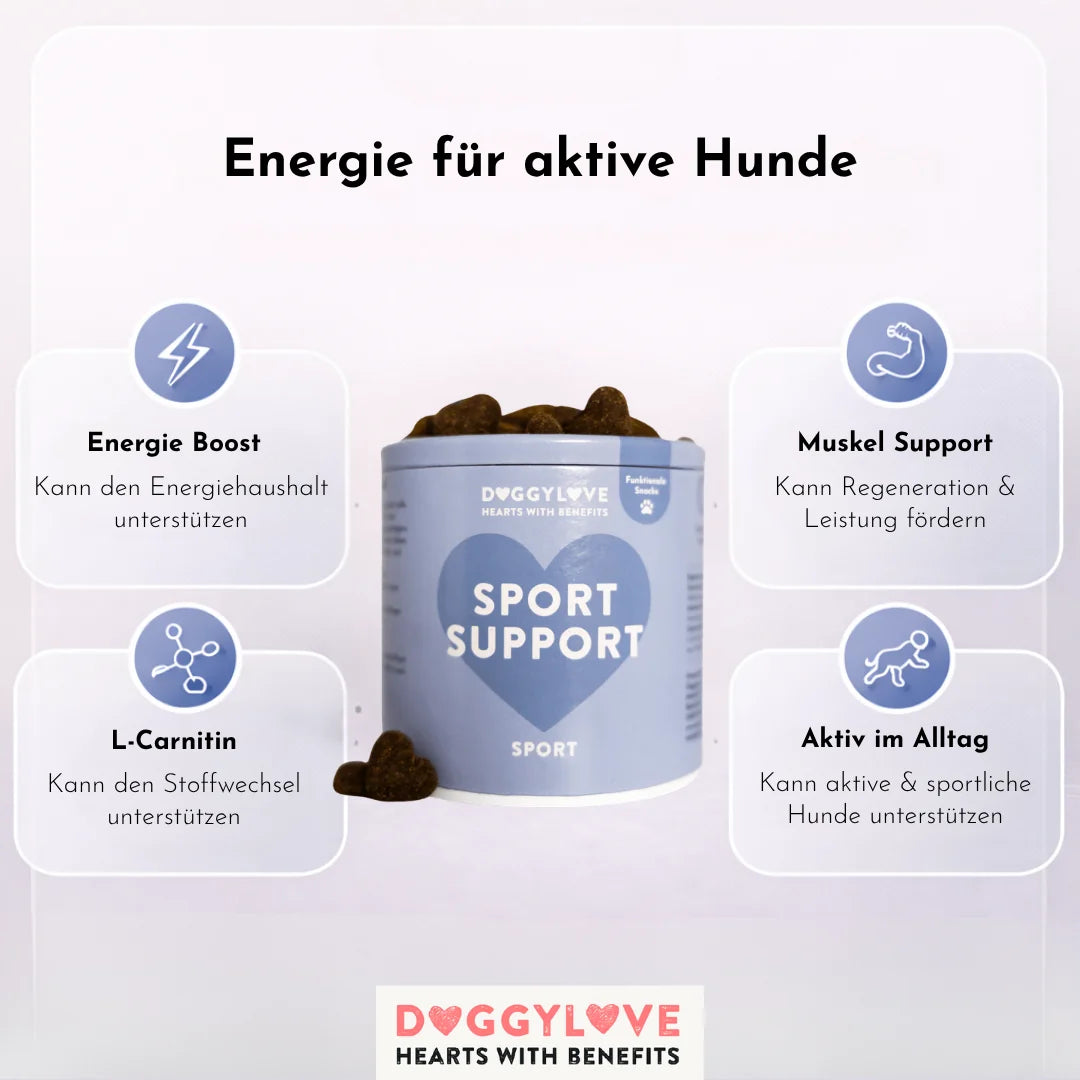 DOGGYLOVE Funktionale pflanzliche Hundesnacks - "Sport Support" 330 g
