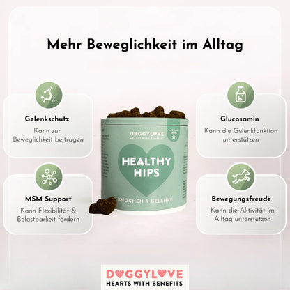 DOGGYLOVE Funktionale pflanzliche Hundesnacks - "Healthy Hips" 330 g