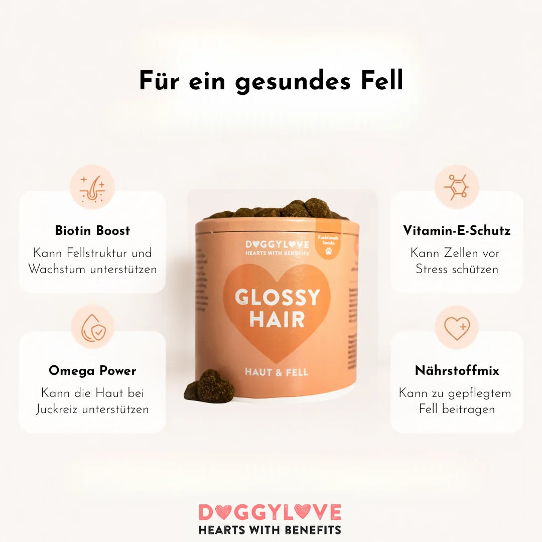 DOGGYLOVE Funktionale pflanzliche Hundesnacks - Glossy Hair 330 g